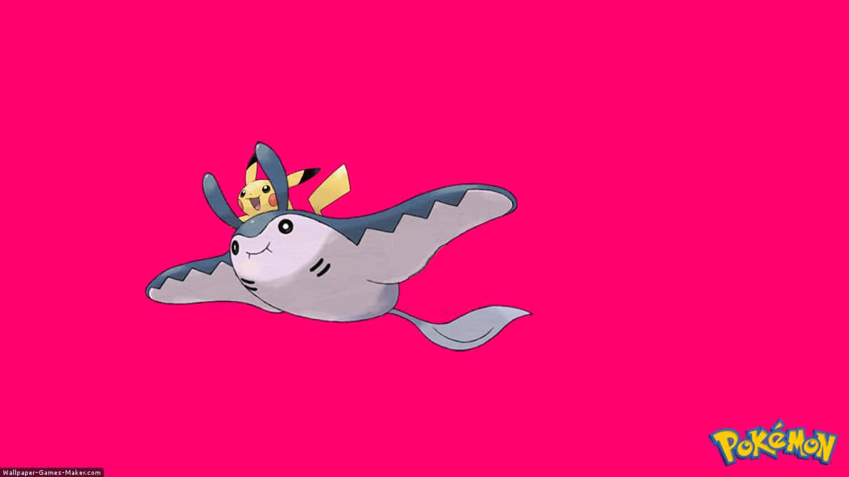 Mantine With Pikachu Pink Art Wallpaper