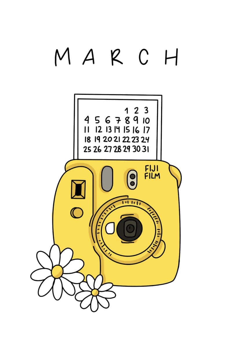 March Cameraand Daisies Aesthetic Wallpaper