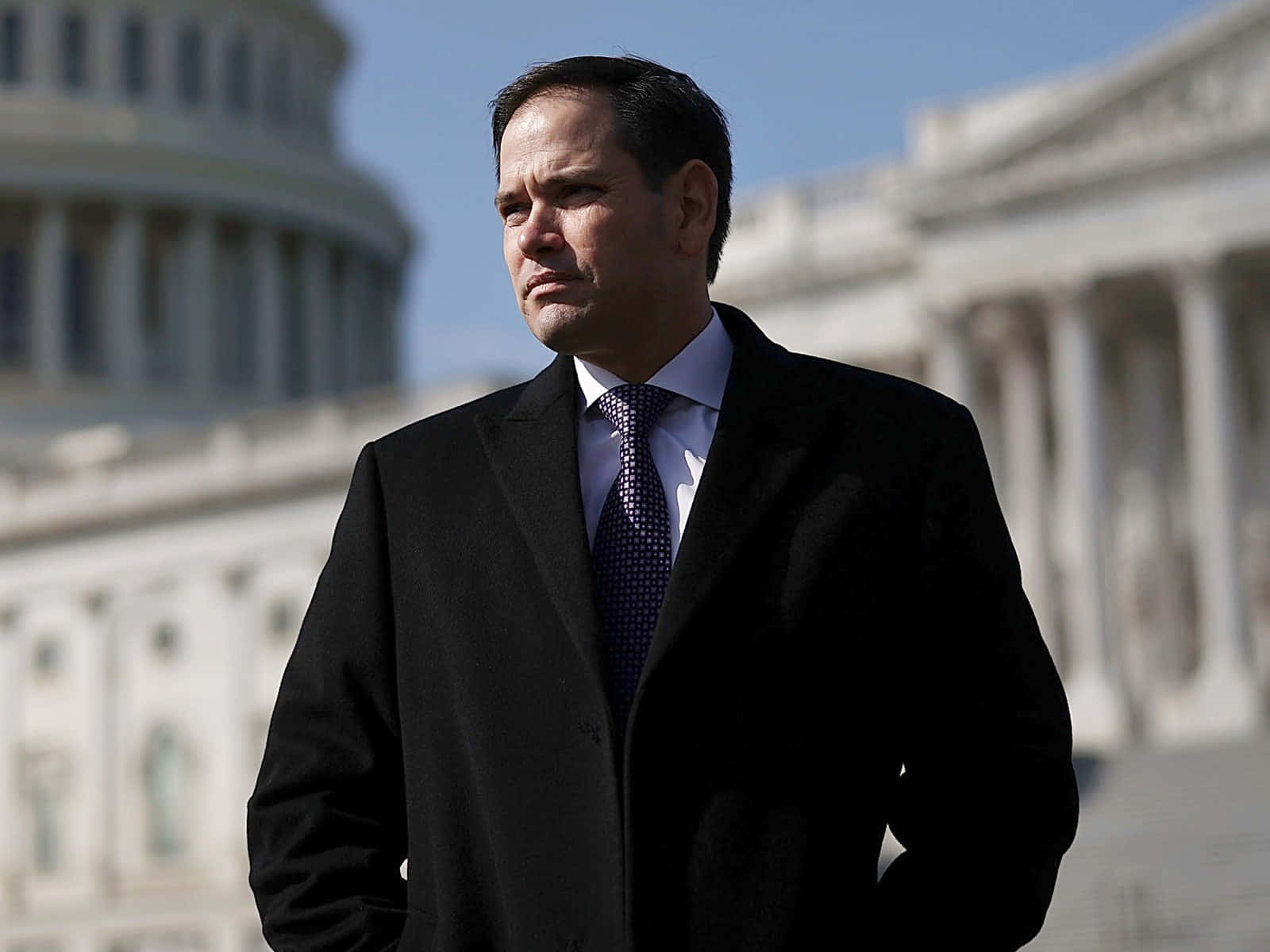 Marco Rubio Standing In Front Of The White House Wallpaper