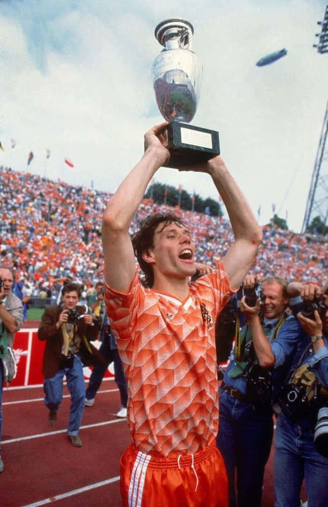 Marco Van Basten Happily Lifting Trophy Wallpaper