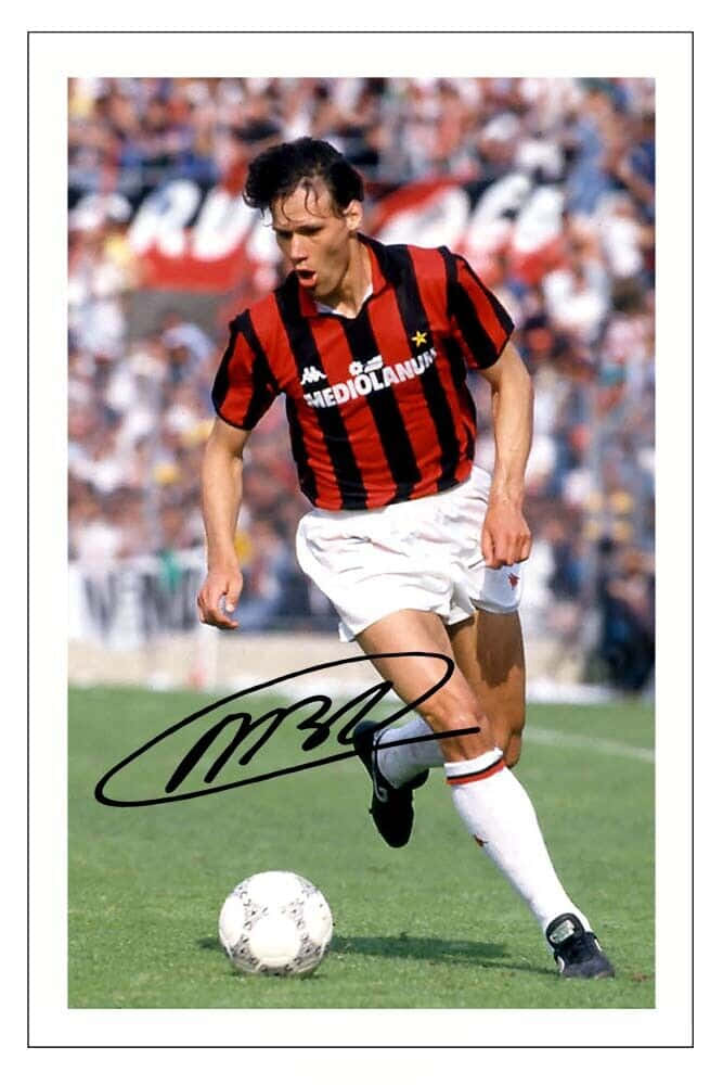 Marco Van Basten In Action On The Football Field Wallpaper