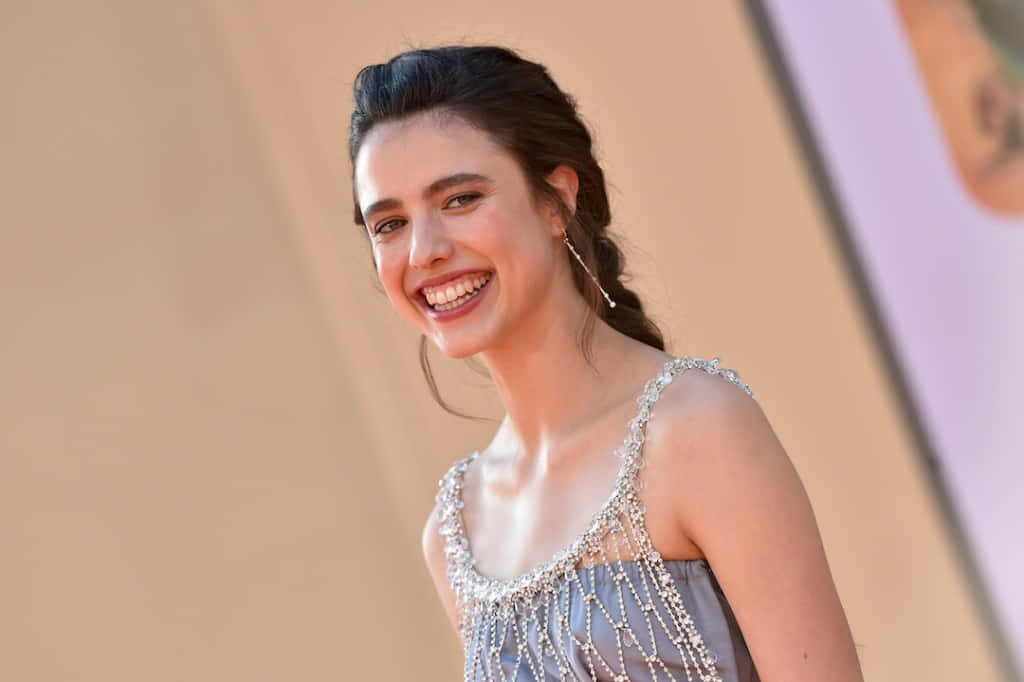 Margaret Qualley Red Carpet Smile Wallpaper