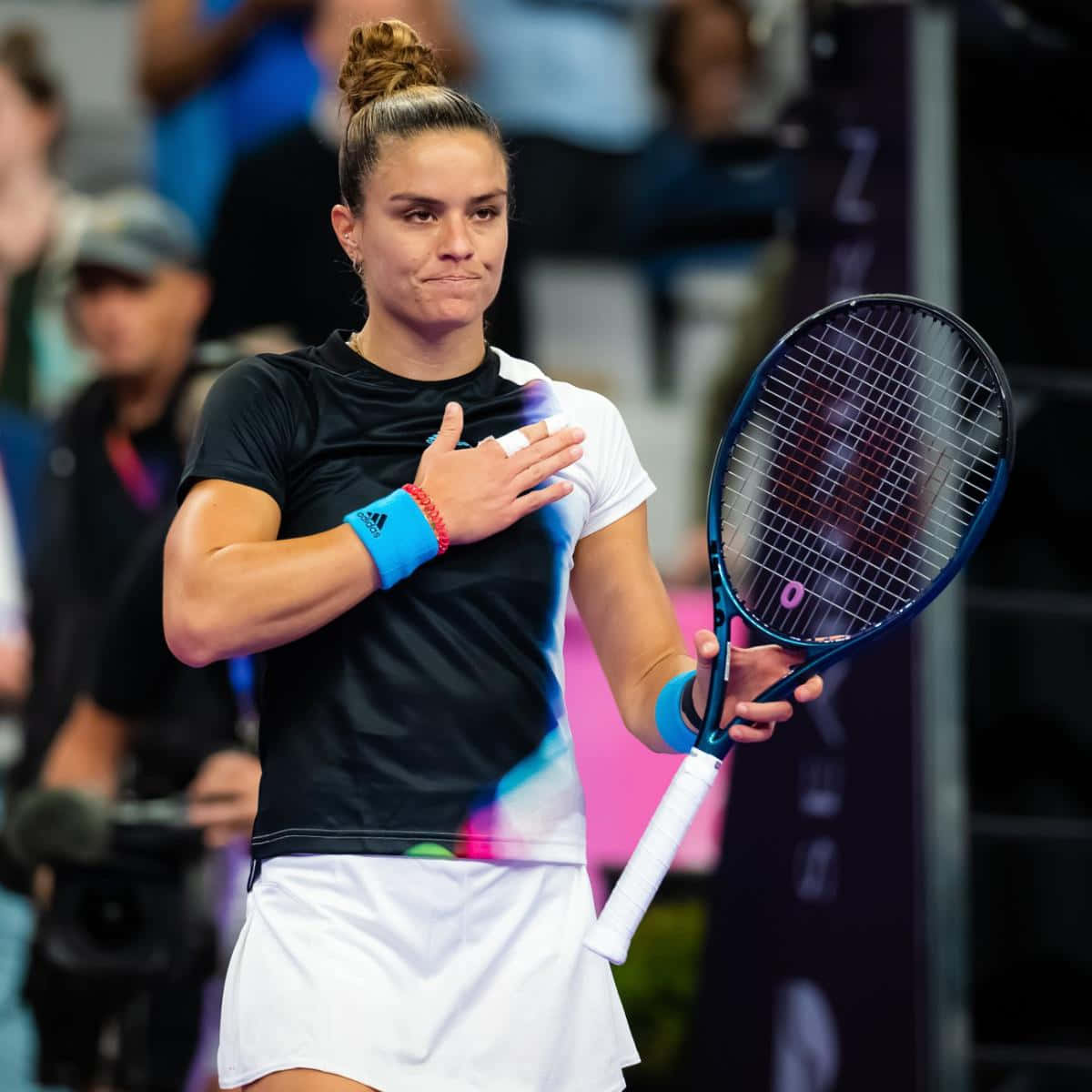 Maria Sakkari Giving An Emotional Expression On The Court Wallpaper