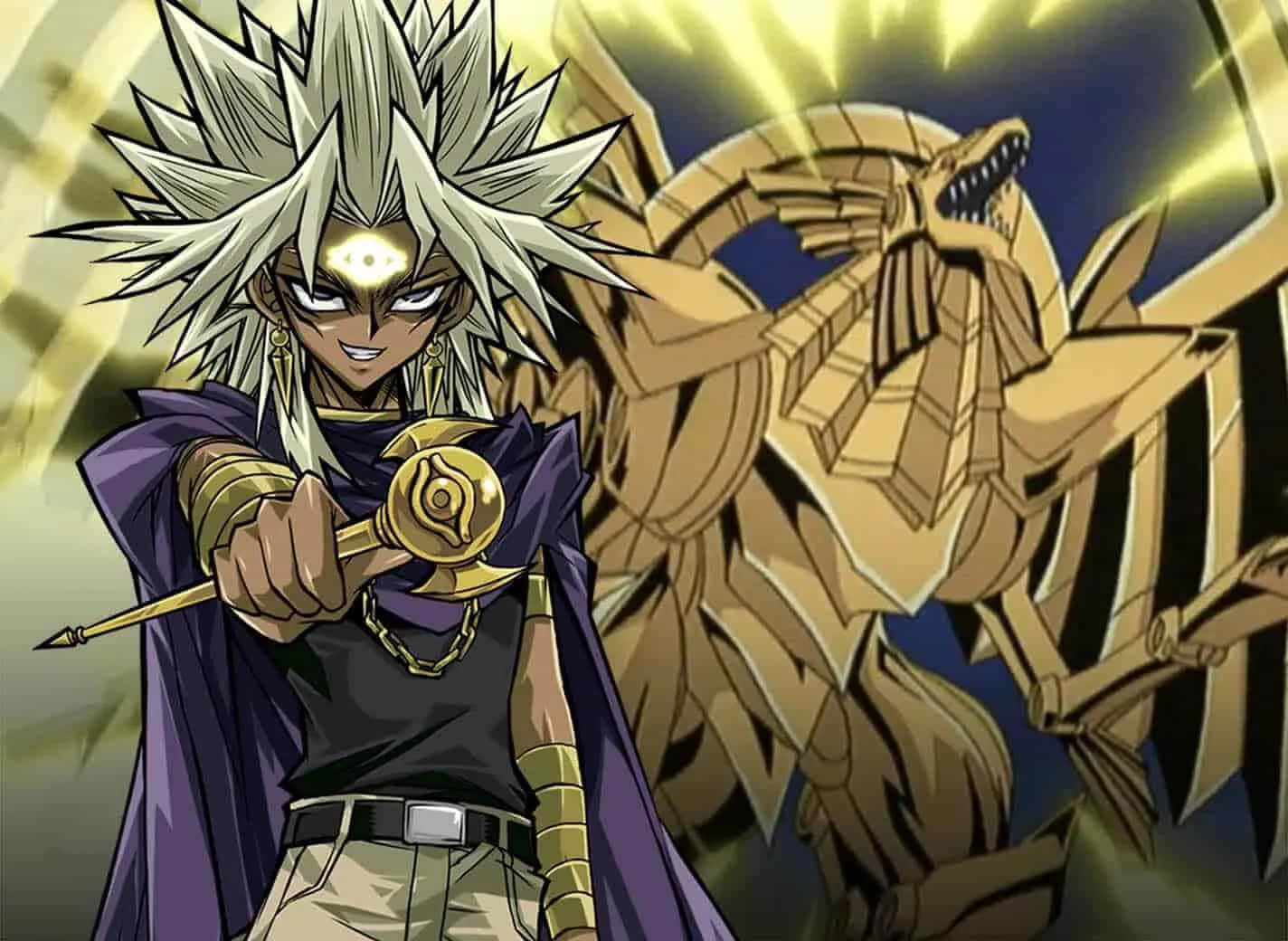 Marik Ishtar Standing Tall With A Fiery Gaze Wallpaper