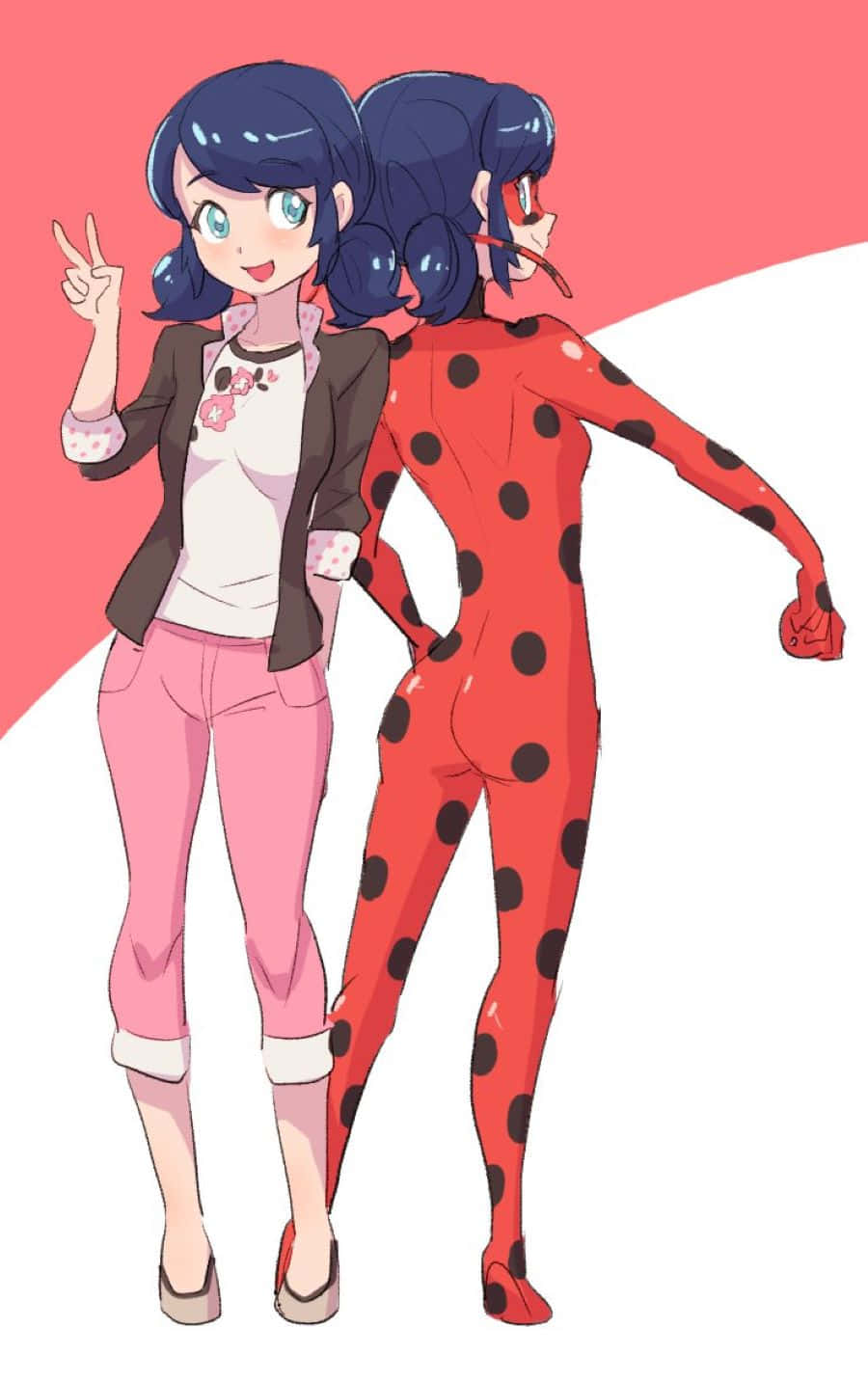 Marinetteand Ladybug Dual Identity Art Wallpaper