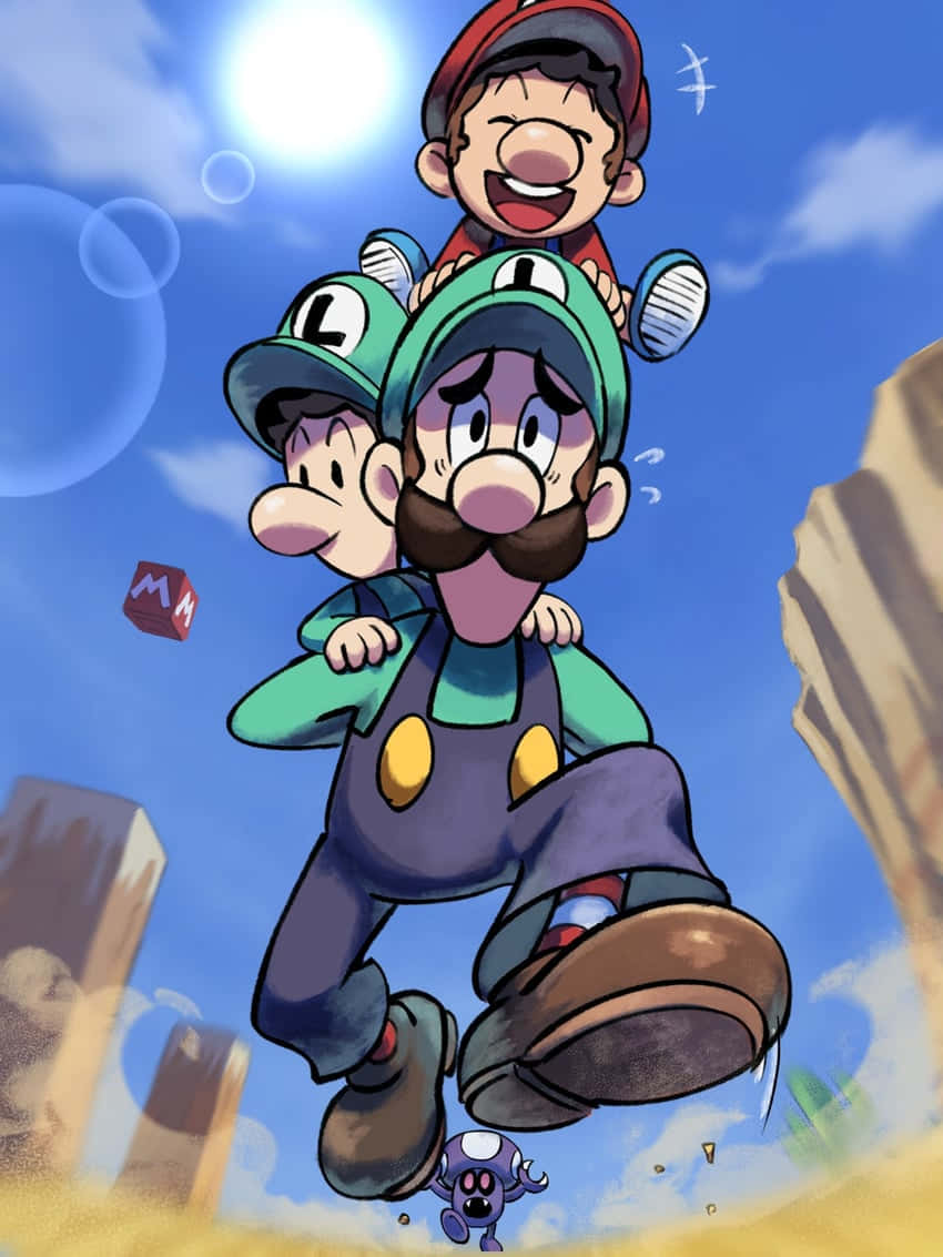 Mario Brothers Totem Pole Artwork Wallpaper