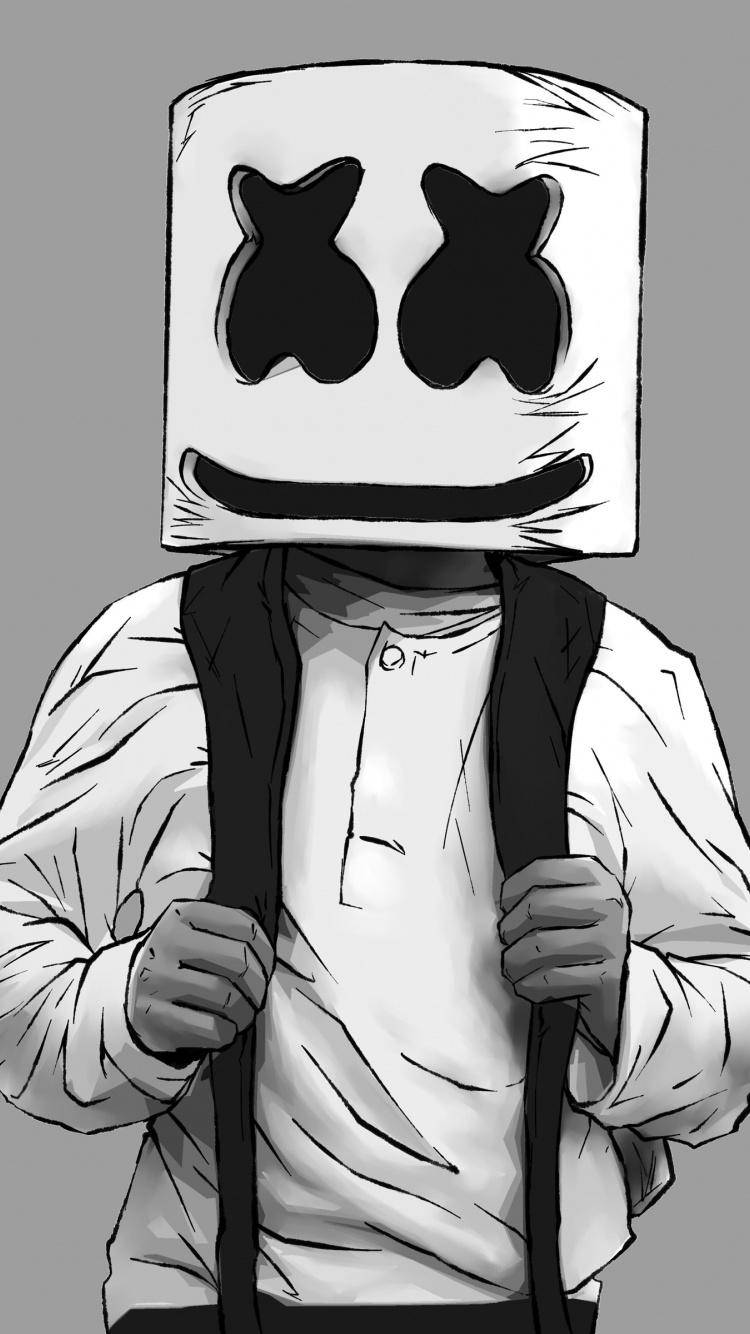 Marshmello Iphone Sketch Art Wallpaper