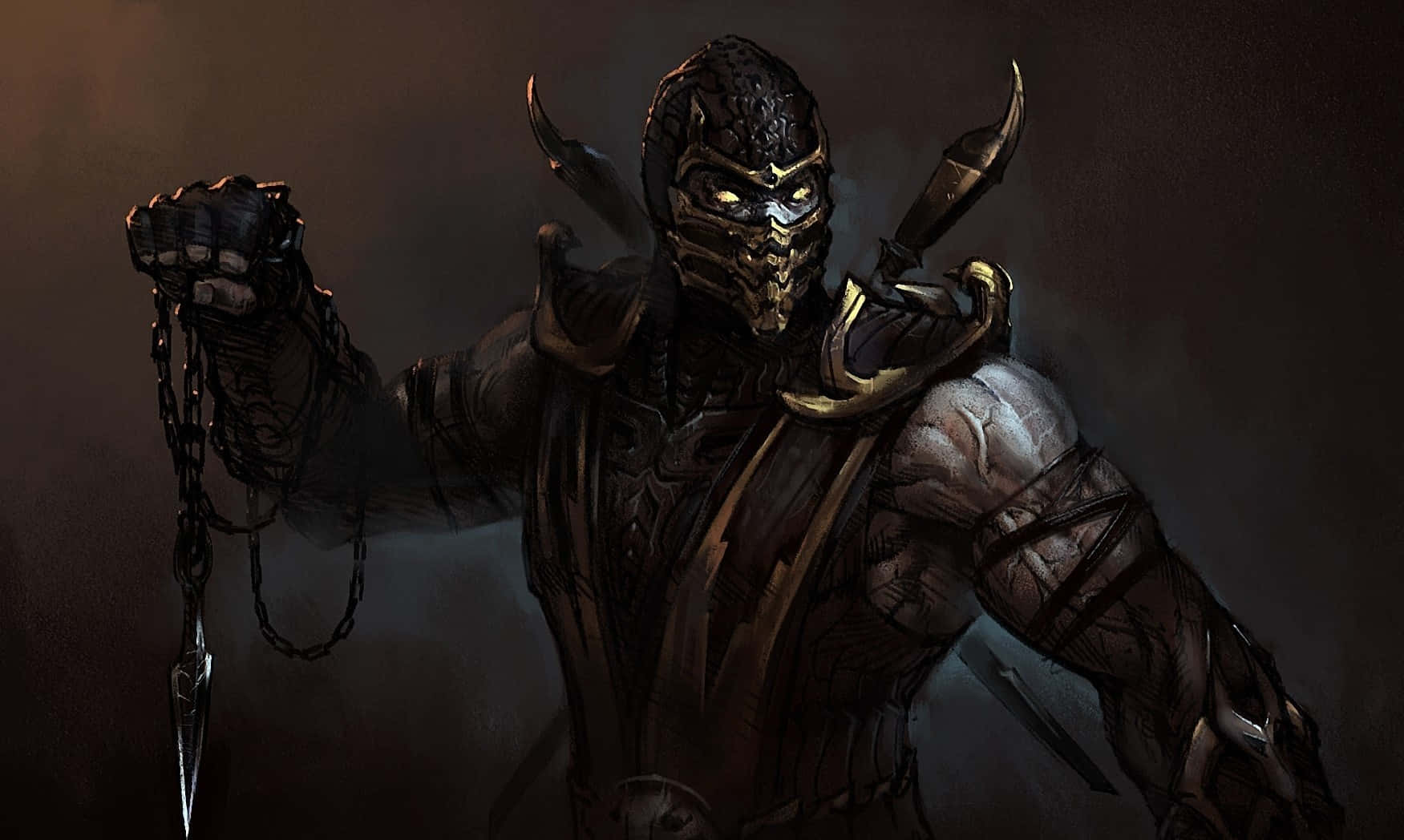 Martial Artist Scorpion Faces Off Against His Enemies In Mortal Kombat Wallpaper