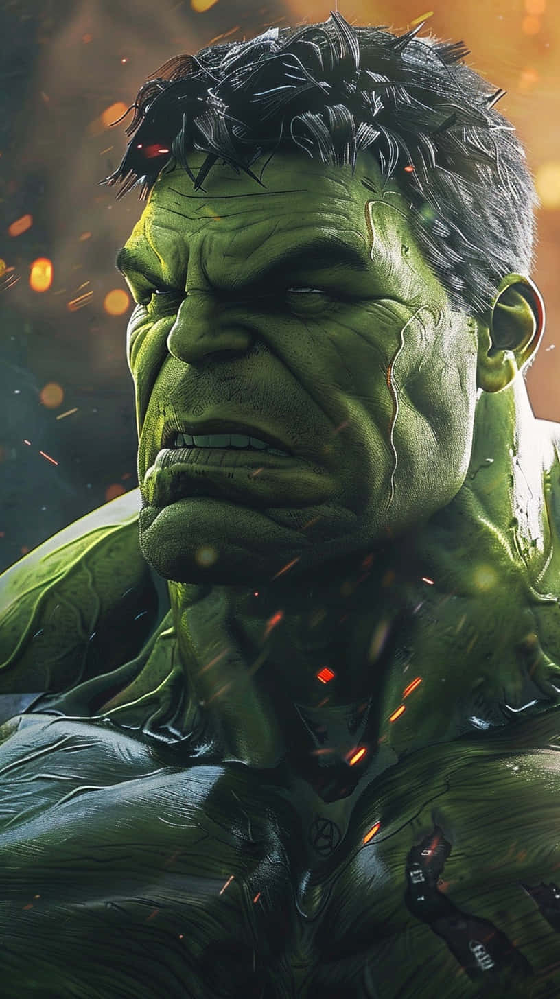 Marvel Hulk Intense Gaze3 D Art Wallpaper