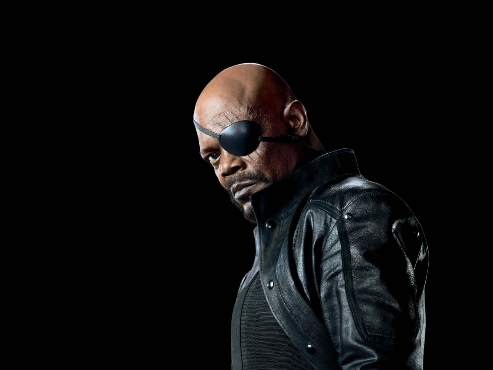 Marvel Nick Fury Samuel L. Jackson On Black Background Wallpaper