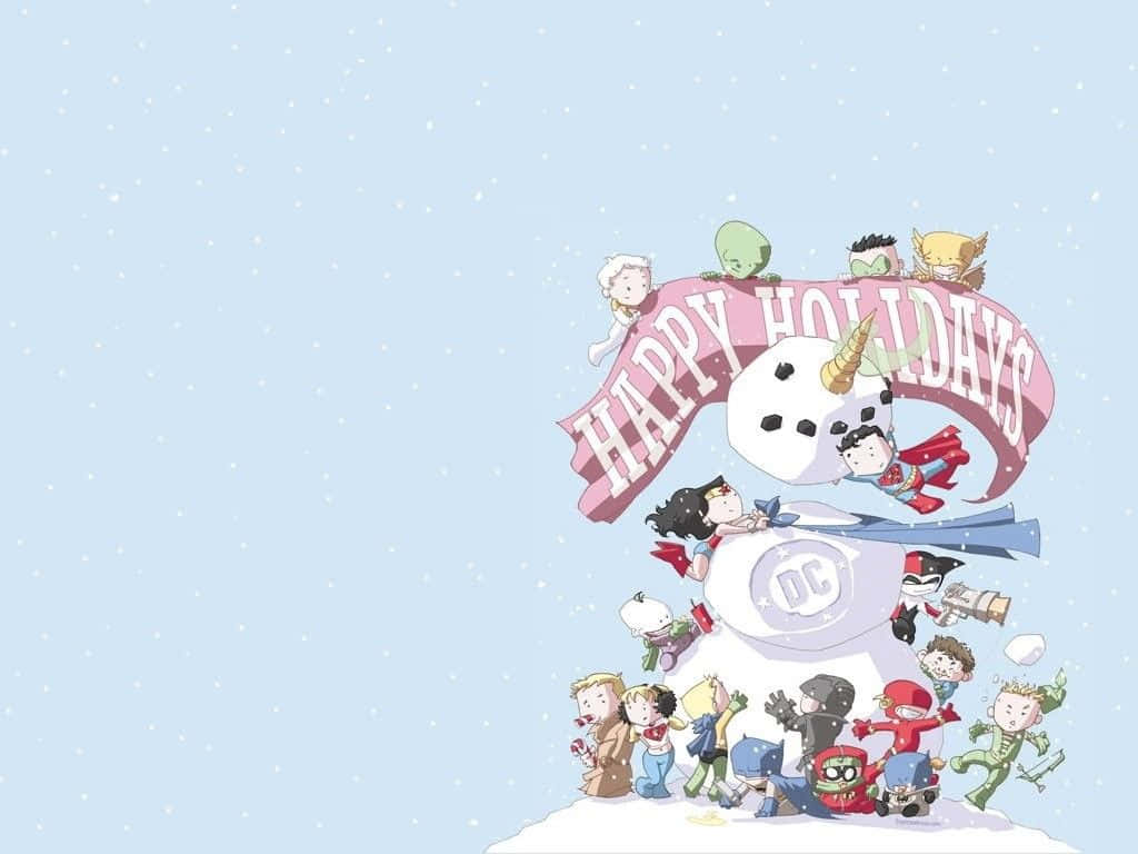 Marvel Superheroes Christmas Greeting Wallpaper