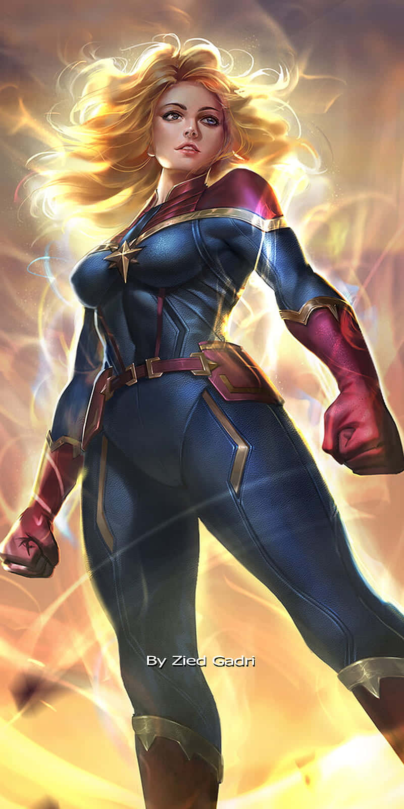 Marvel’s Heroine, Captain Marvel, Comes To Life On Your Ipad Wallpaper