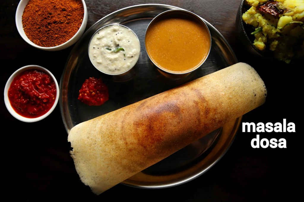 Masala Dosa Served With Chutneys Wallpaper