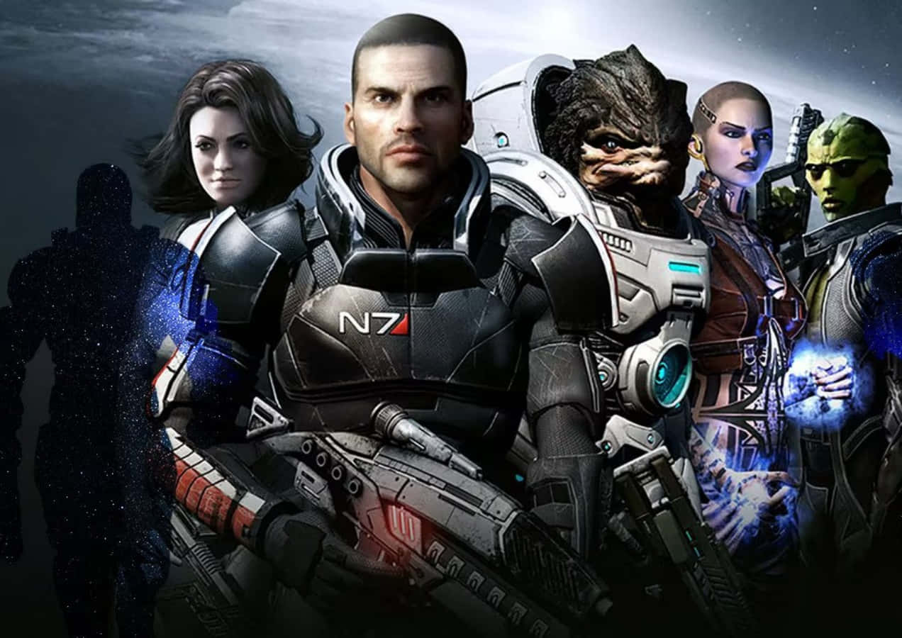 Mass Effect Characters - A Gathering Of Heroes Wallpaper