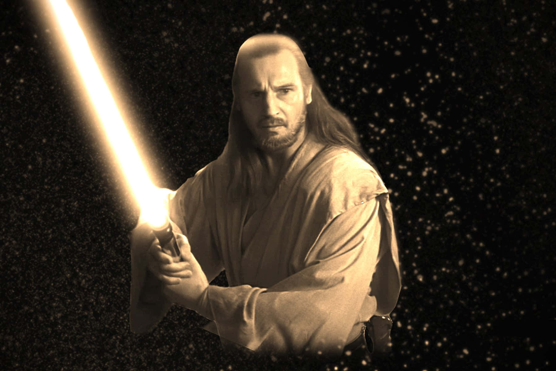 Master Qui-gon Jinn In Deep Reflection Wallpaper