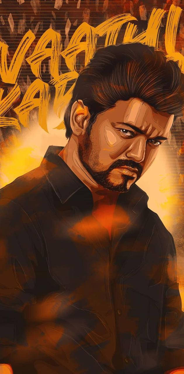 Master Vijay Hd Dark Red Art Wallpaper