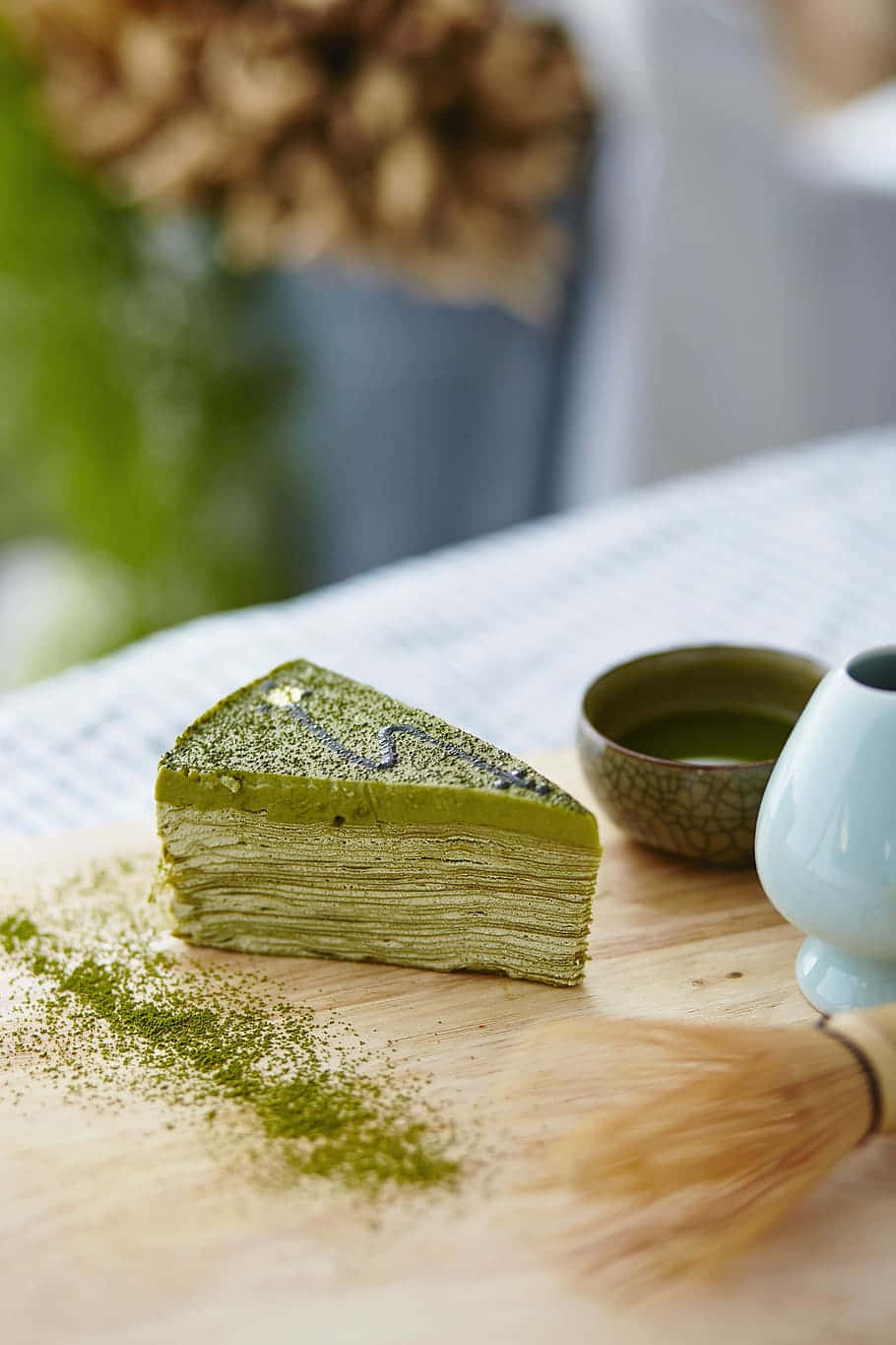 Matcha Crepe Cake Delight Wallpaper