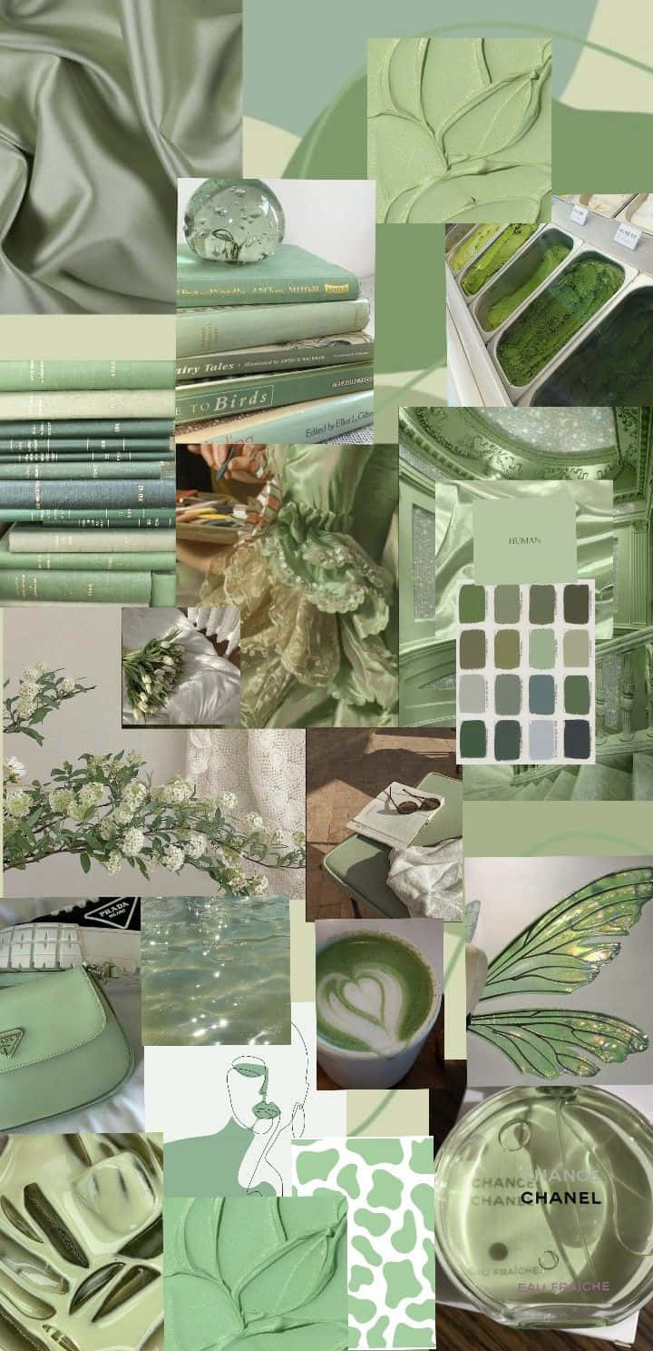 Matcha Inspired Aesthetic Collage.jpg Wallpaper