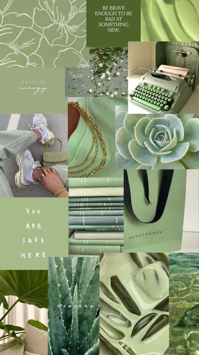 Matcha Inspired Aesthetic Collage.jpg Wallpaper