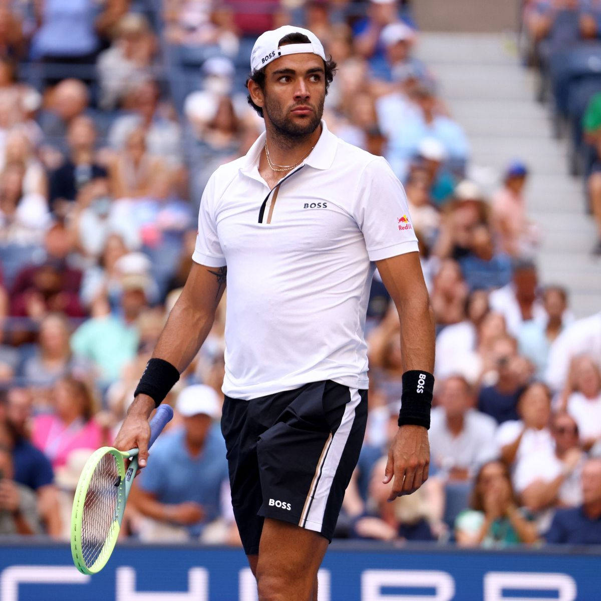 Matteo Berrettini During A Tennis Match Wallpaper