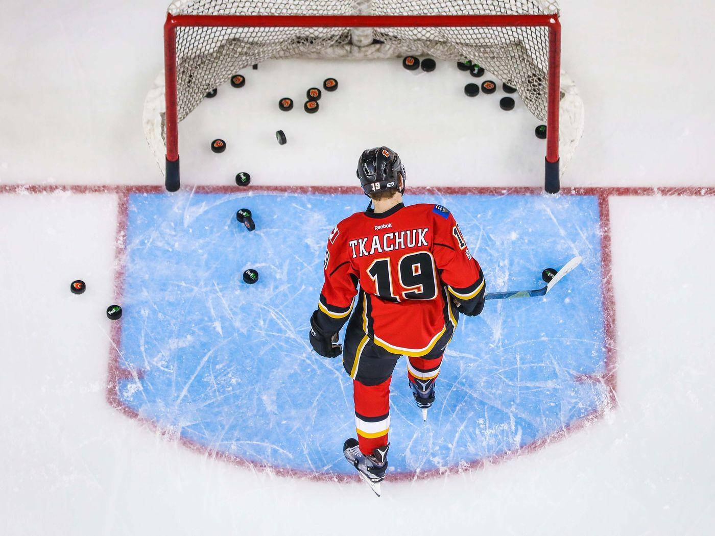 Matthew Tkachuk Ice Hockey Warm Up Practice Wallpaper