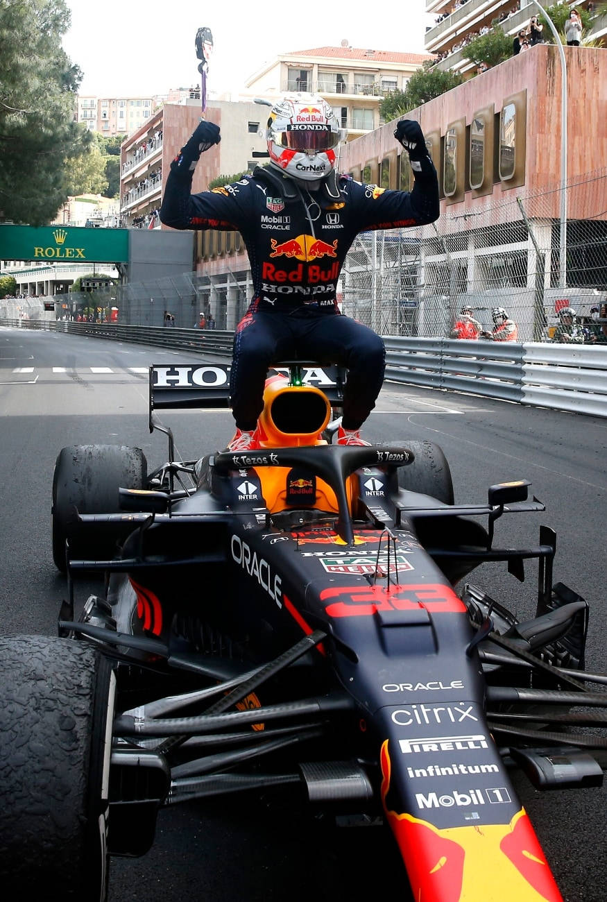 Max Verstappen Racing At The Monaco Grand Prix Wallpaper