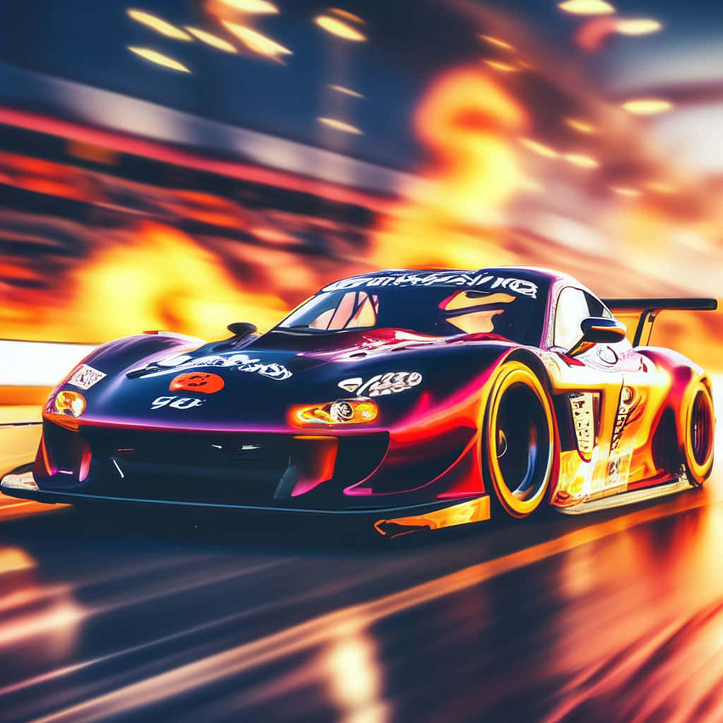 Mazda R X7 Drift Flames Wallpaper