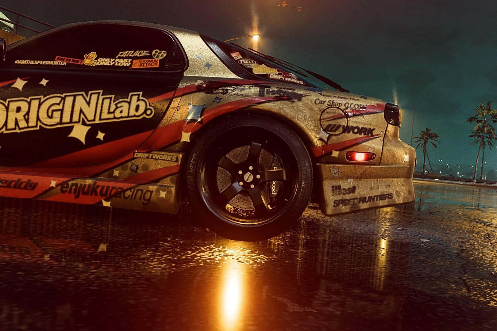 Mazda R X7 Drift Racer Night Rain Wallpaper