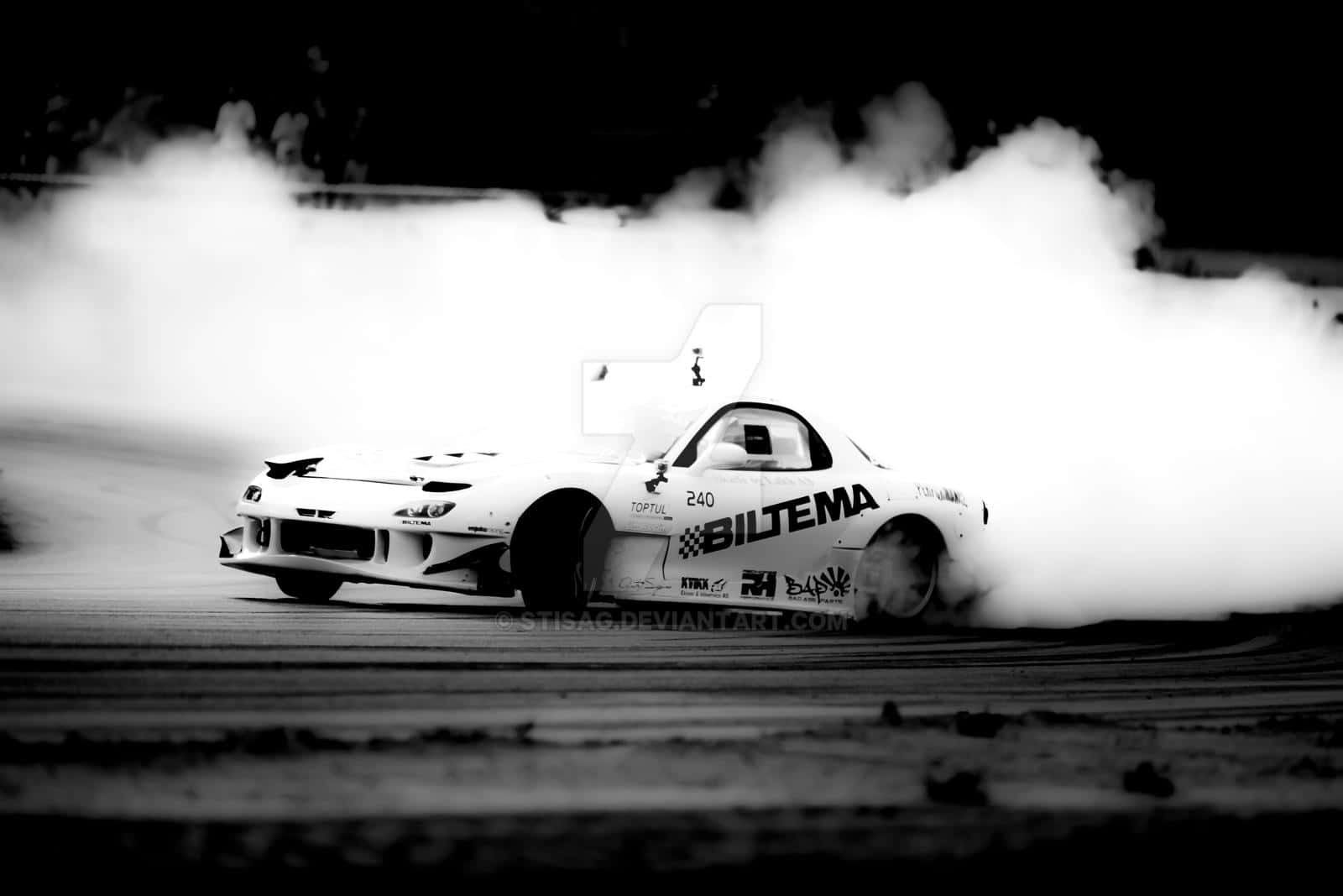 Mazda R X7 Driftingin Blackand White Wallpaper