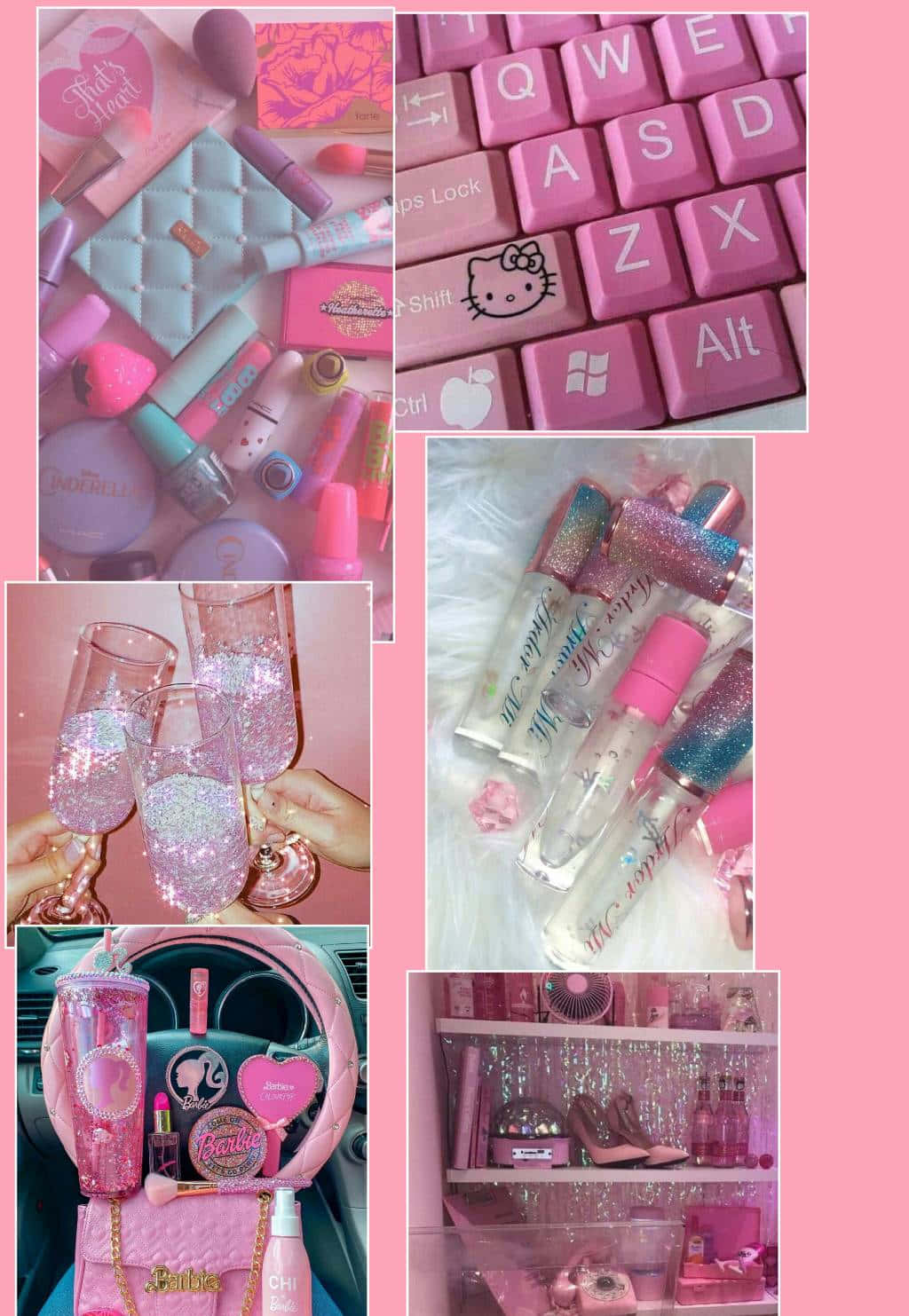 Mc Bling Aesthetic Collage Pink Glitter Wallpaper