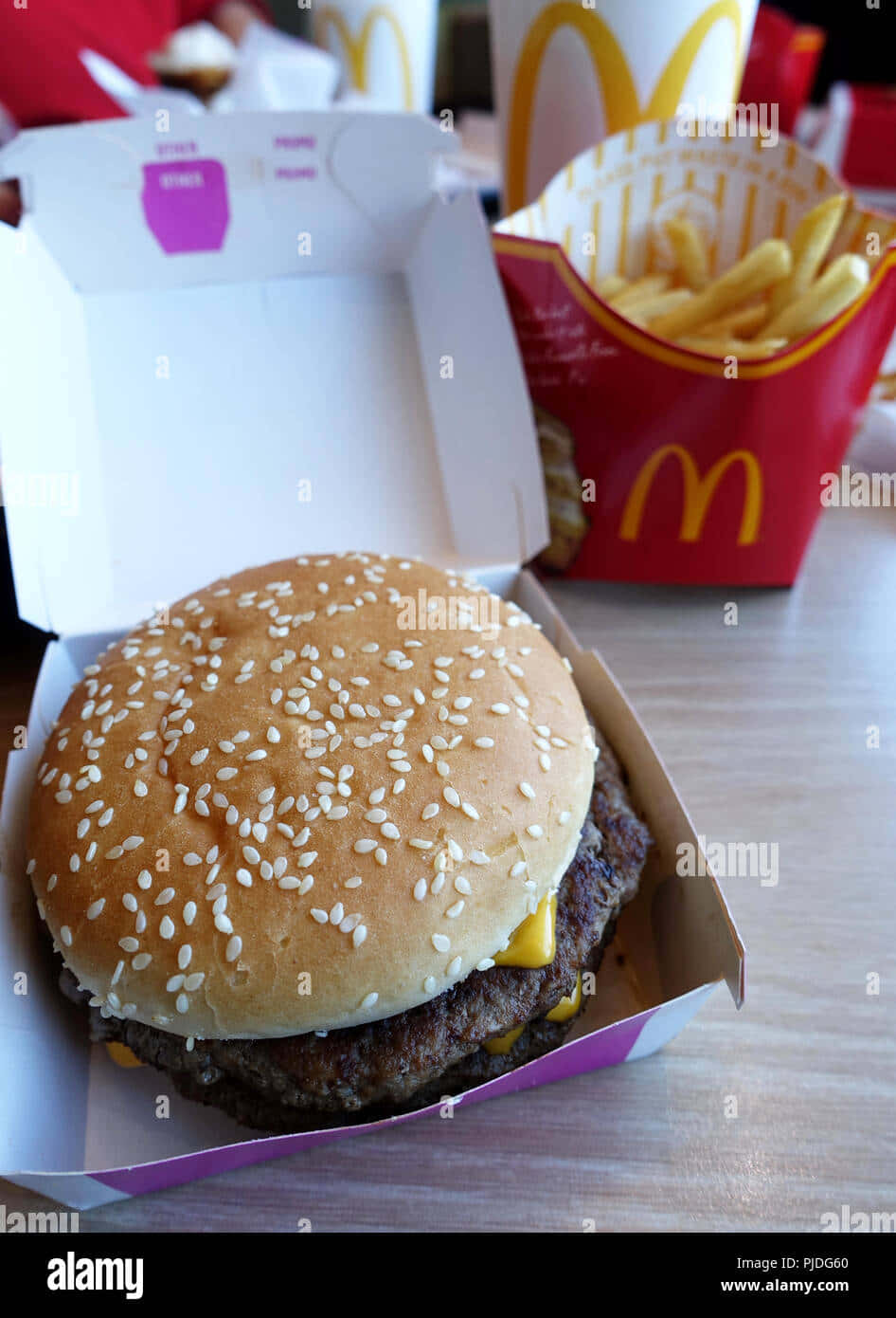 Mcdonalds Hamburger And Fries In A Box - Stock Image Wallpaper