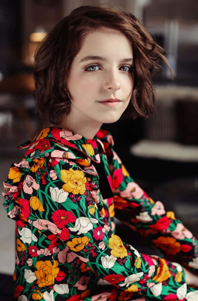 Mckenna Grace Floral Dress Portrait Wallpaper