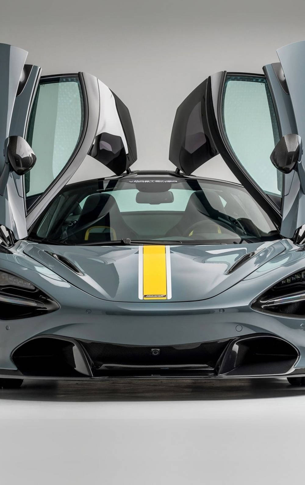 Mclaren 720s Silver Car Open Doors Phone Wallpaper