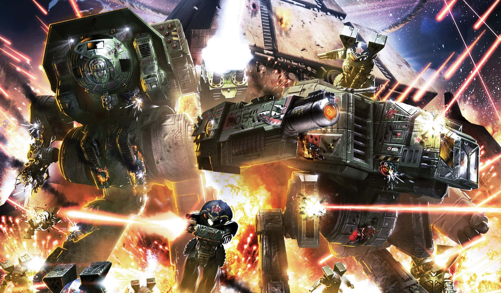 Mech Warriors Battle Scene In Battletech Universe Wallpaper