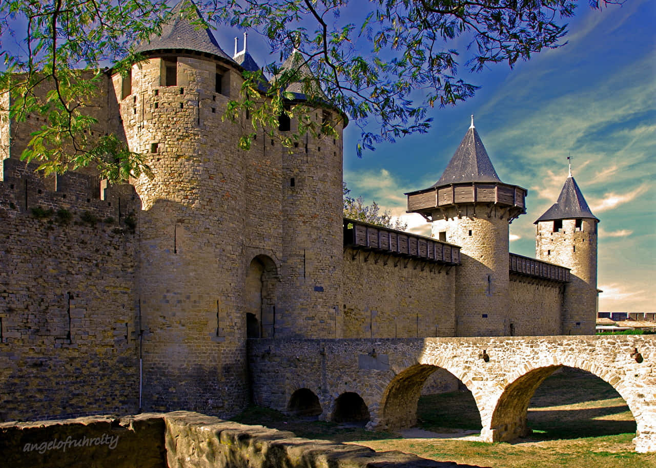 Medieval Chateau Comtal In Carcassonne Wallpaper