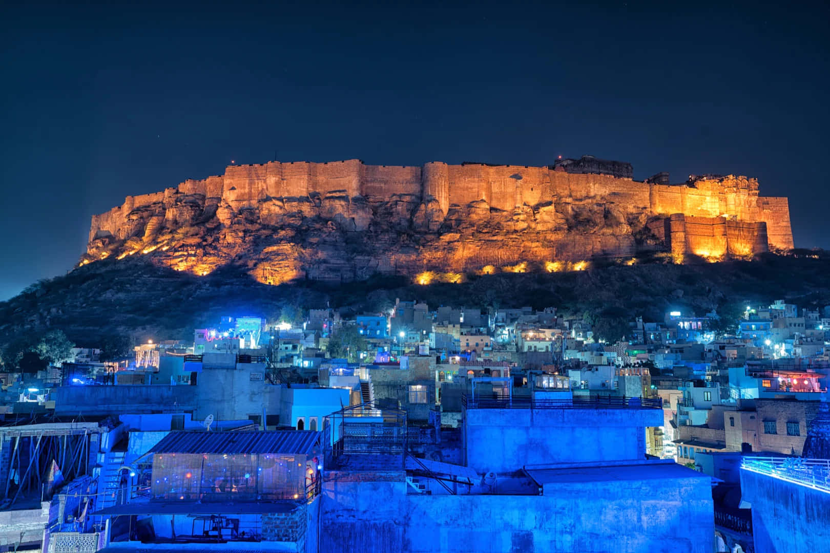 Mehrangarh Fort Night Illumination Wallpaper