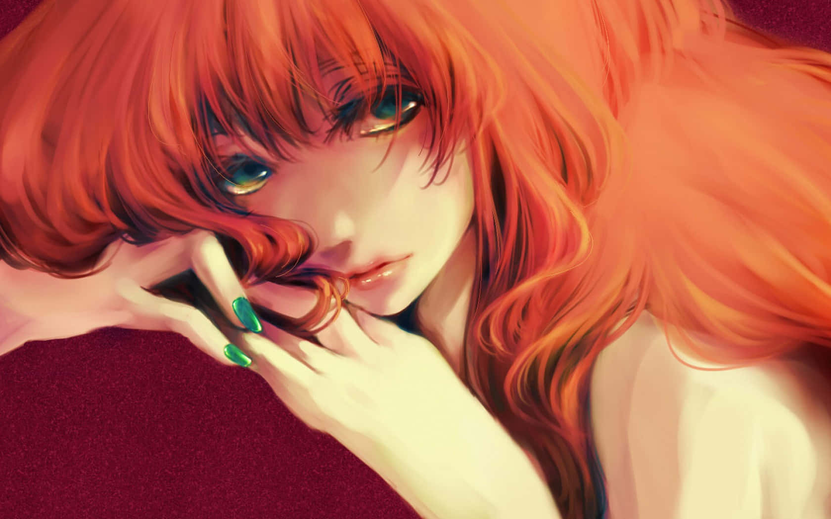 Melancholic Orange Anime Girl Wallpaper