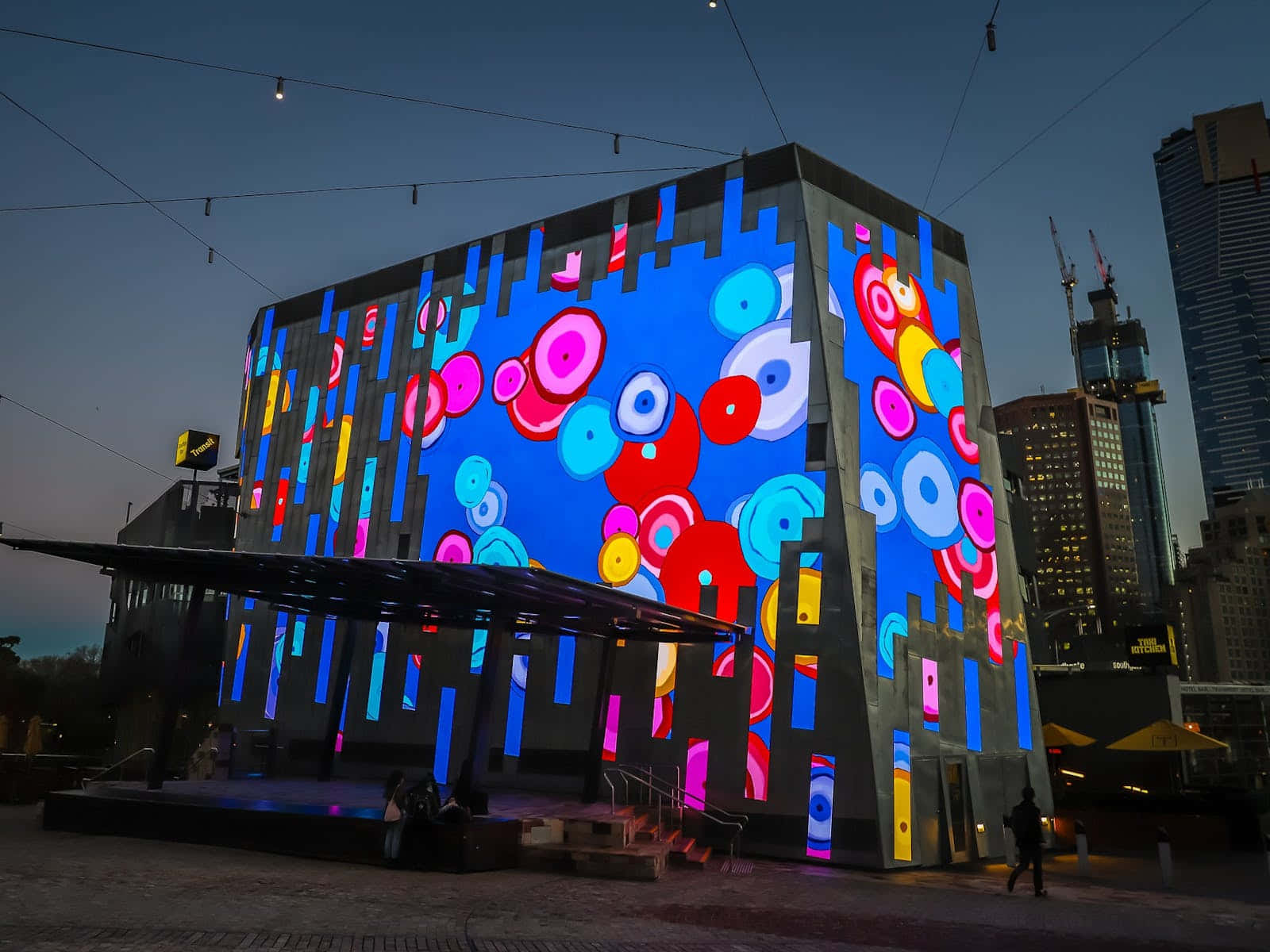 Melbourne Federation Square Colorful Lights Display Wallpaper