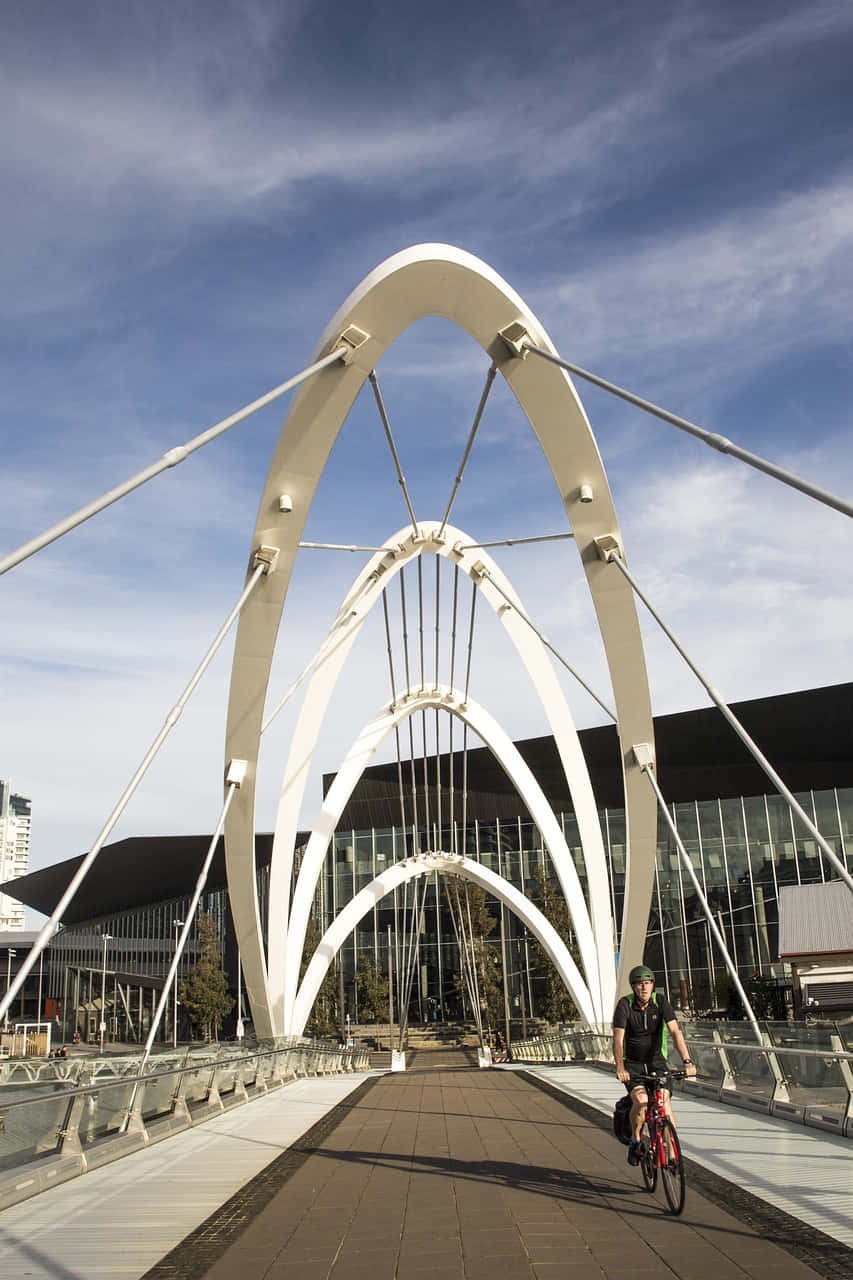 Melbourne Seafarers Bridge Cyclist Wallpaper