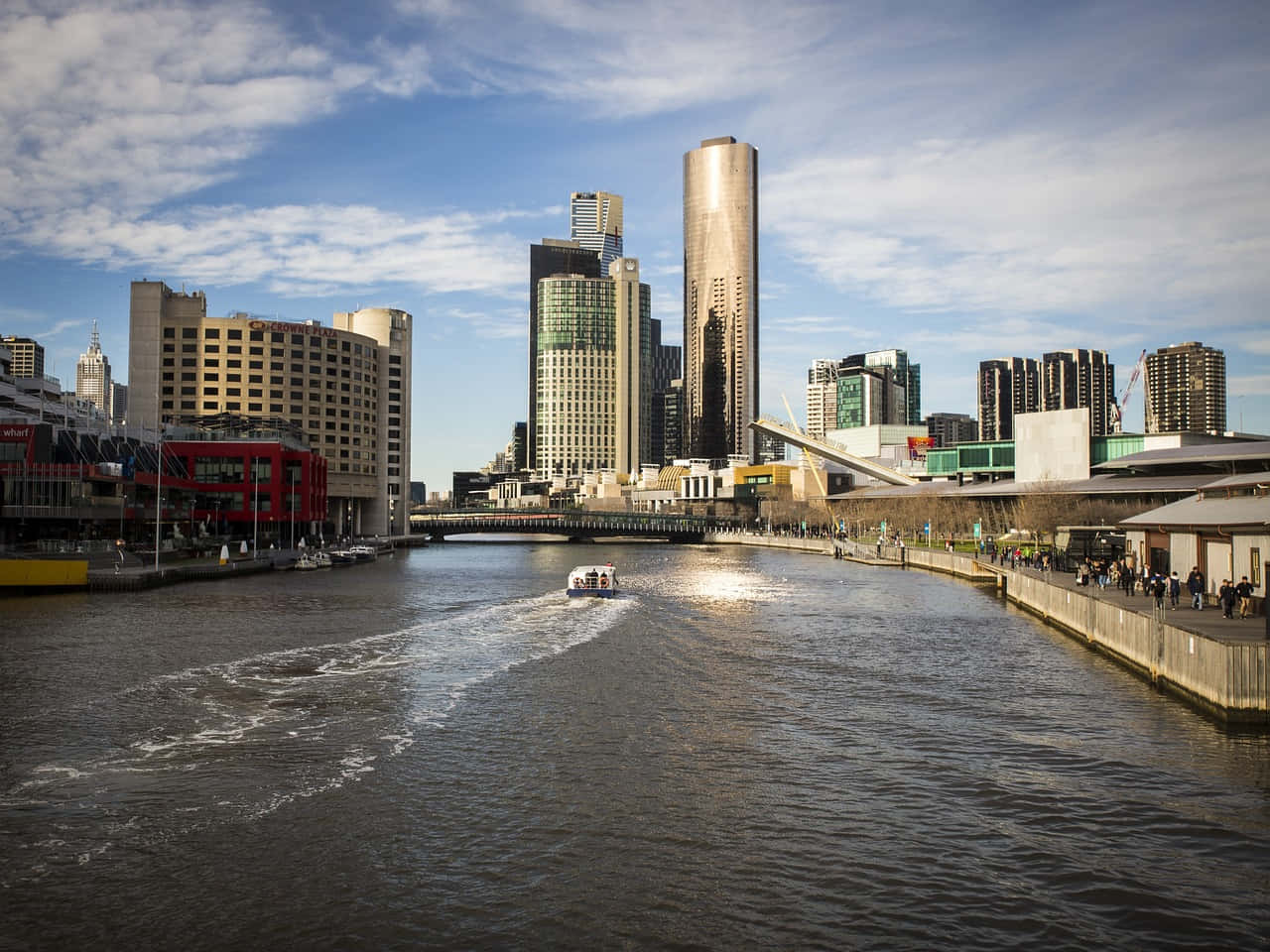 Melbourne South Wharf Yarra River Skyline Wallpaper