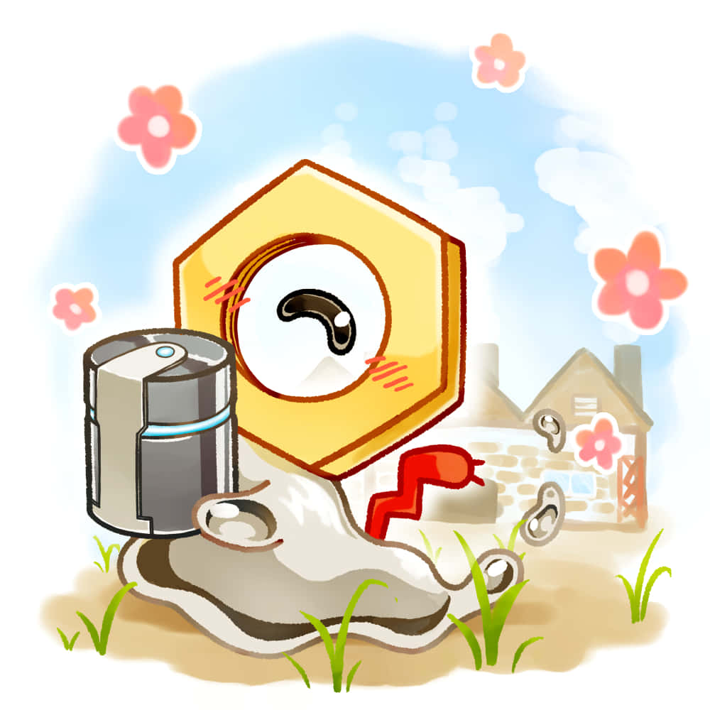 Meltan Hugging A Metal Wallpaper