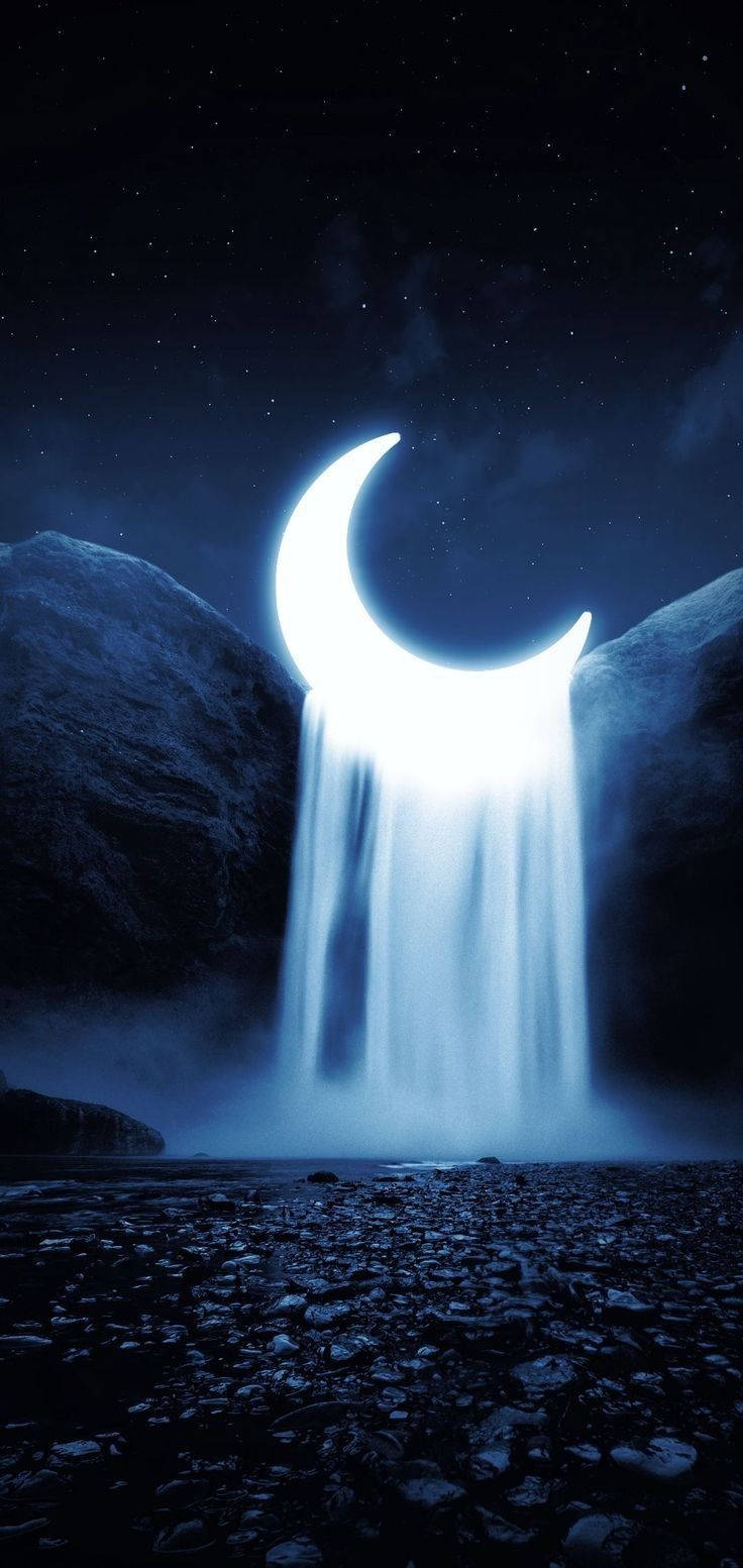 Melting Neon Moon Wallpaper