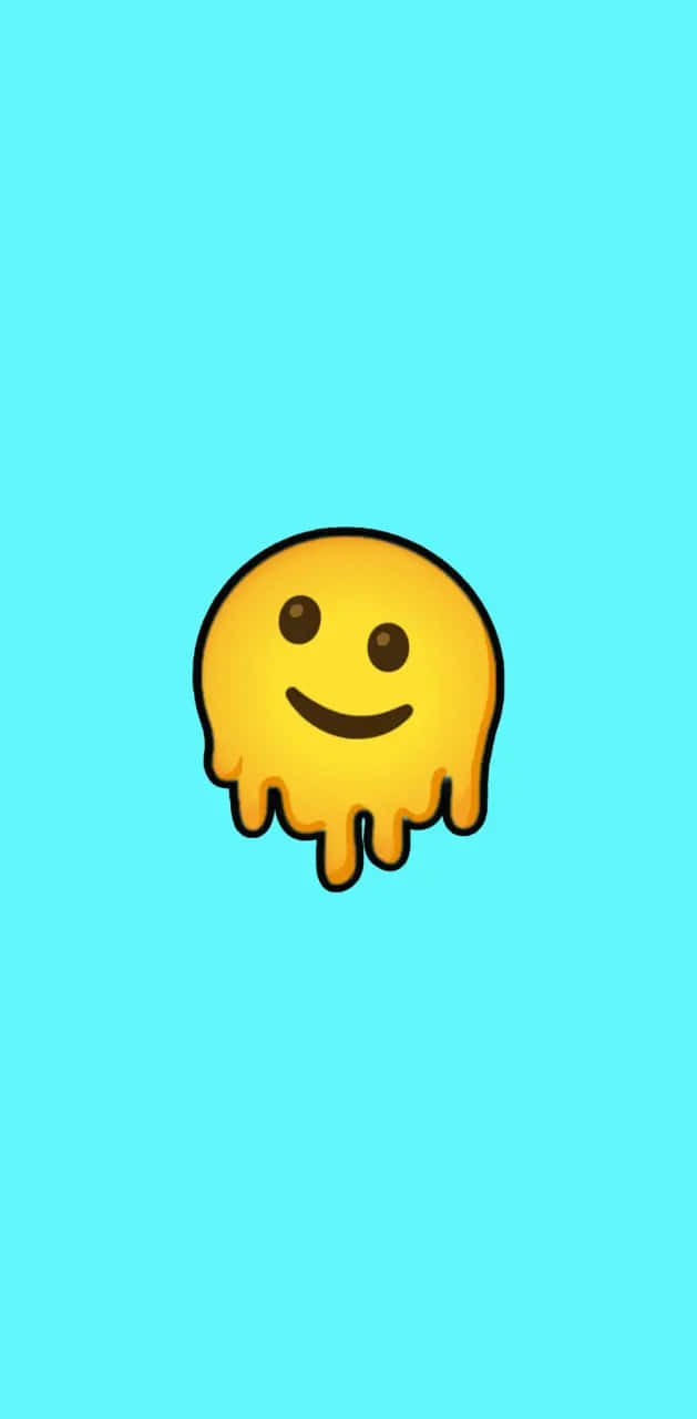 Melting Smiley Face Blue Background Wallpaper