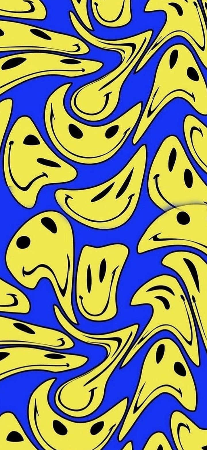 Melting Smiley Face Pattern Wallpaper