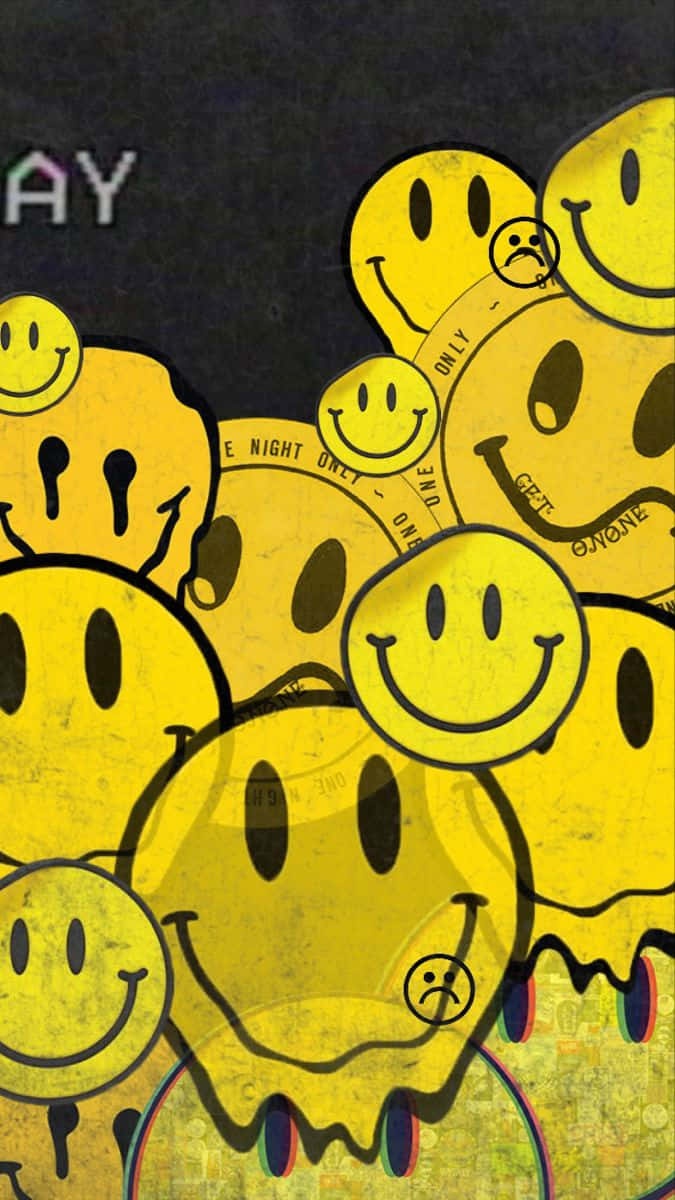 Melting Smiley Faces Artwork Wallpaper