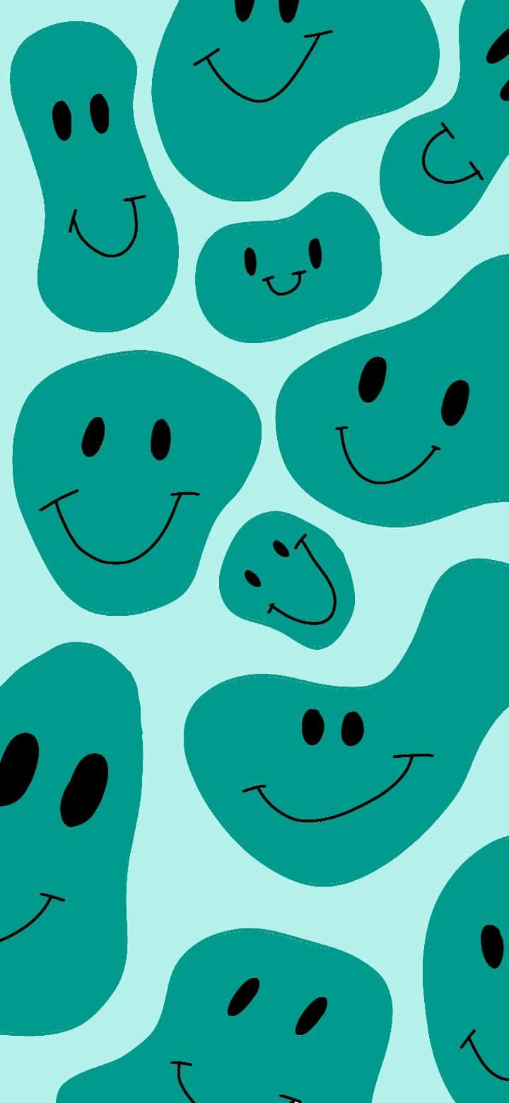 Melting Smiley Faces Pattern Wallpaper