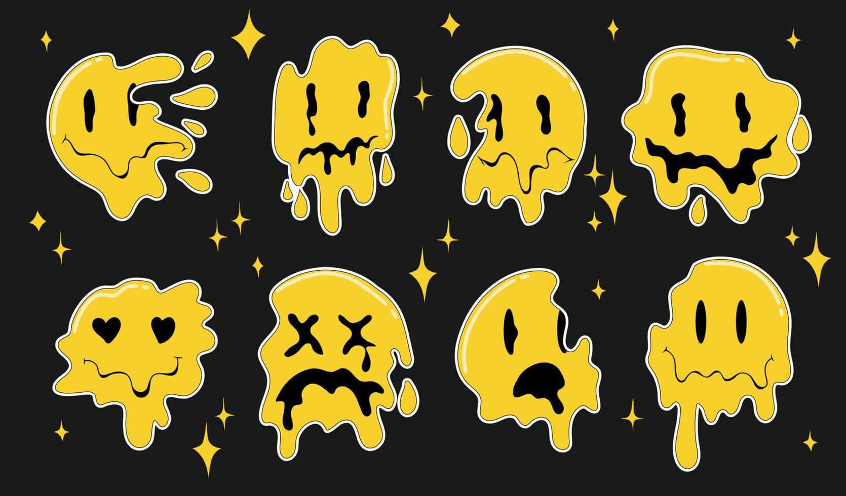 Melting Smiley Faces Vector Illustration Wallpaper