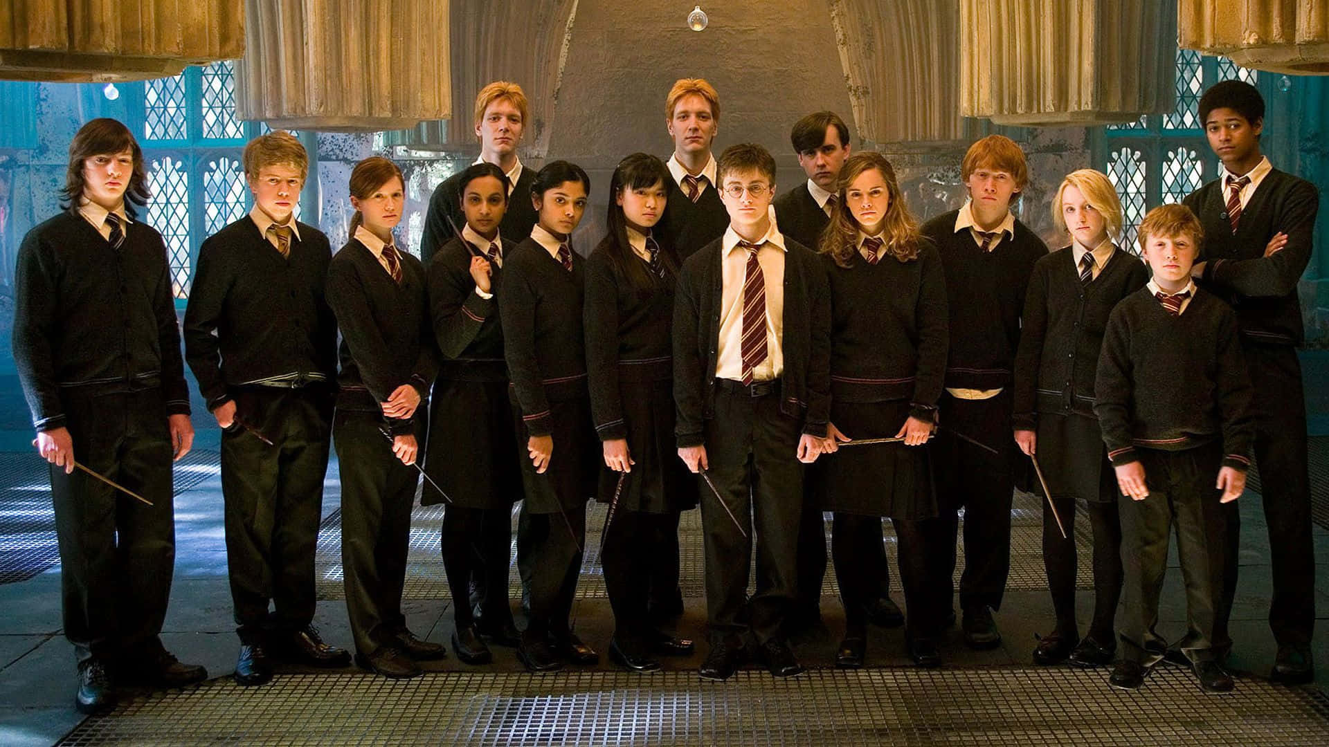 Members Of Dumbledore's Army At Hogwarts School Of Witchcraft And Wizardry Wallpaper