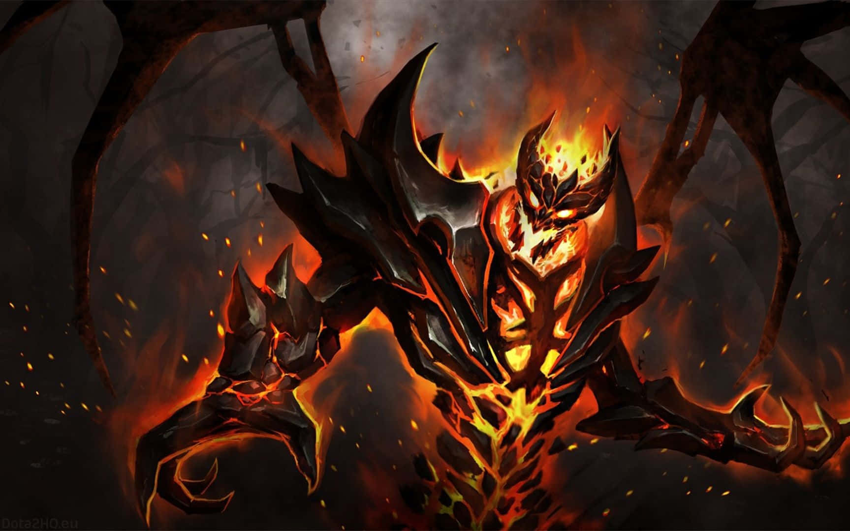 Menacing Shadow Fiend Unleashing Power In A Battle Scene Wallpaper