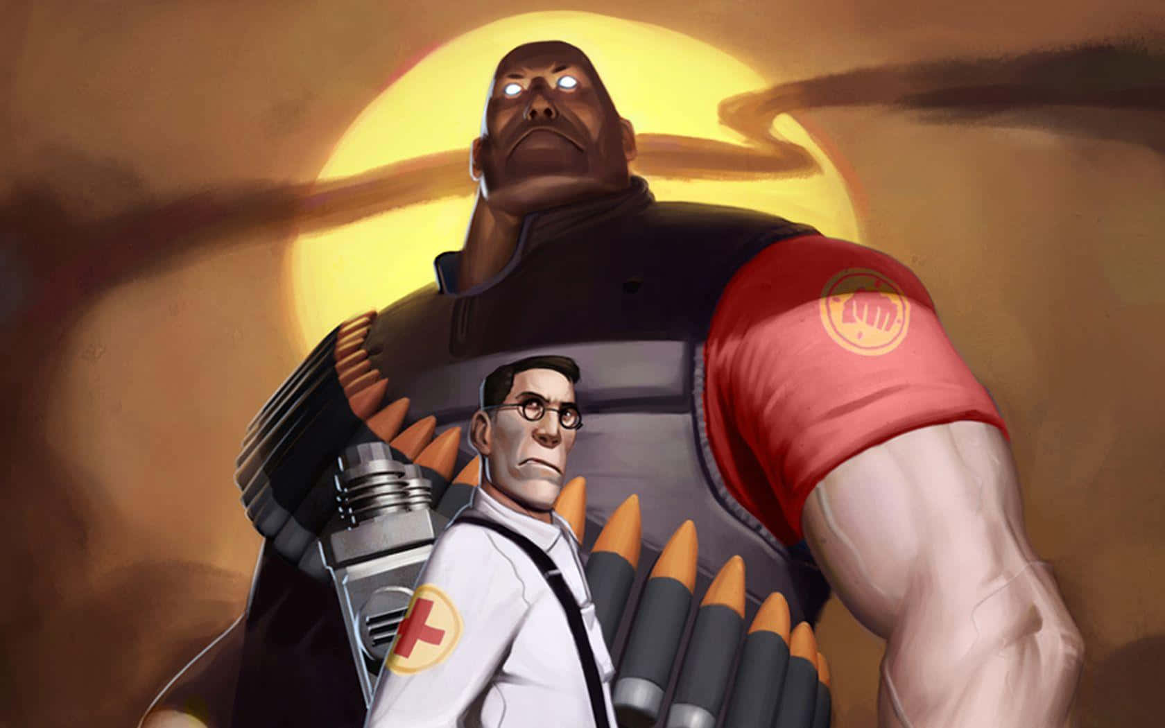 Menacing Tf2 Medic Video Game Villain Wallpaper